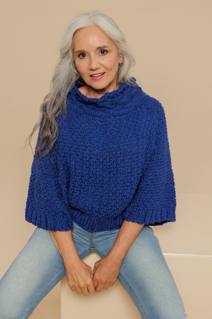 Blusa Poncho Anil